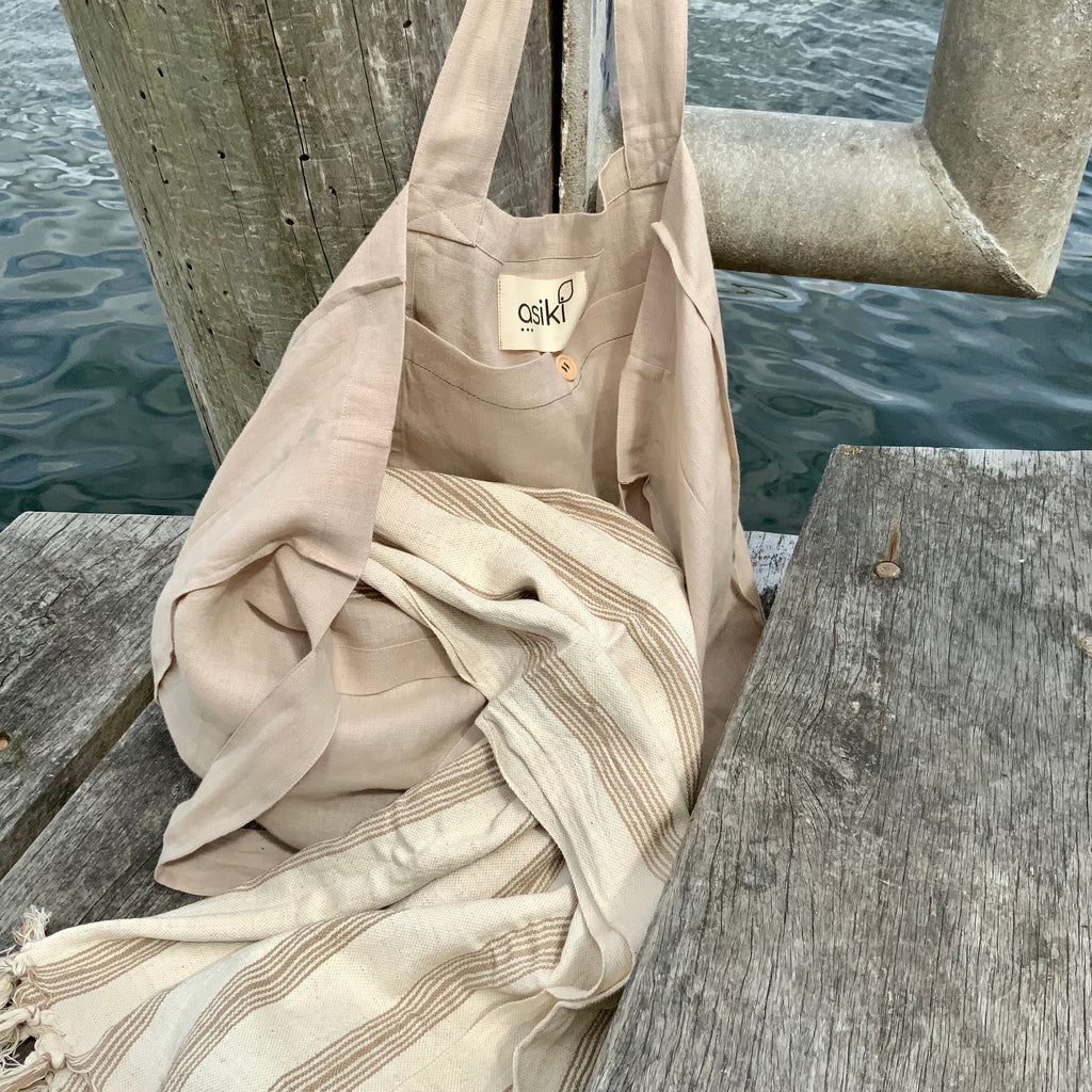 Linen Tote Bags with Pocket