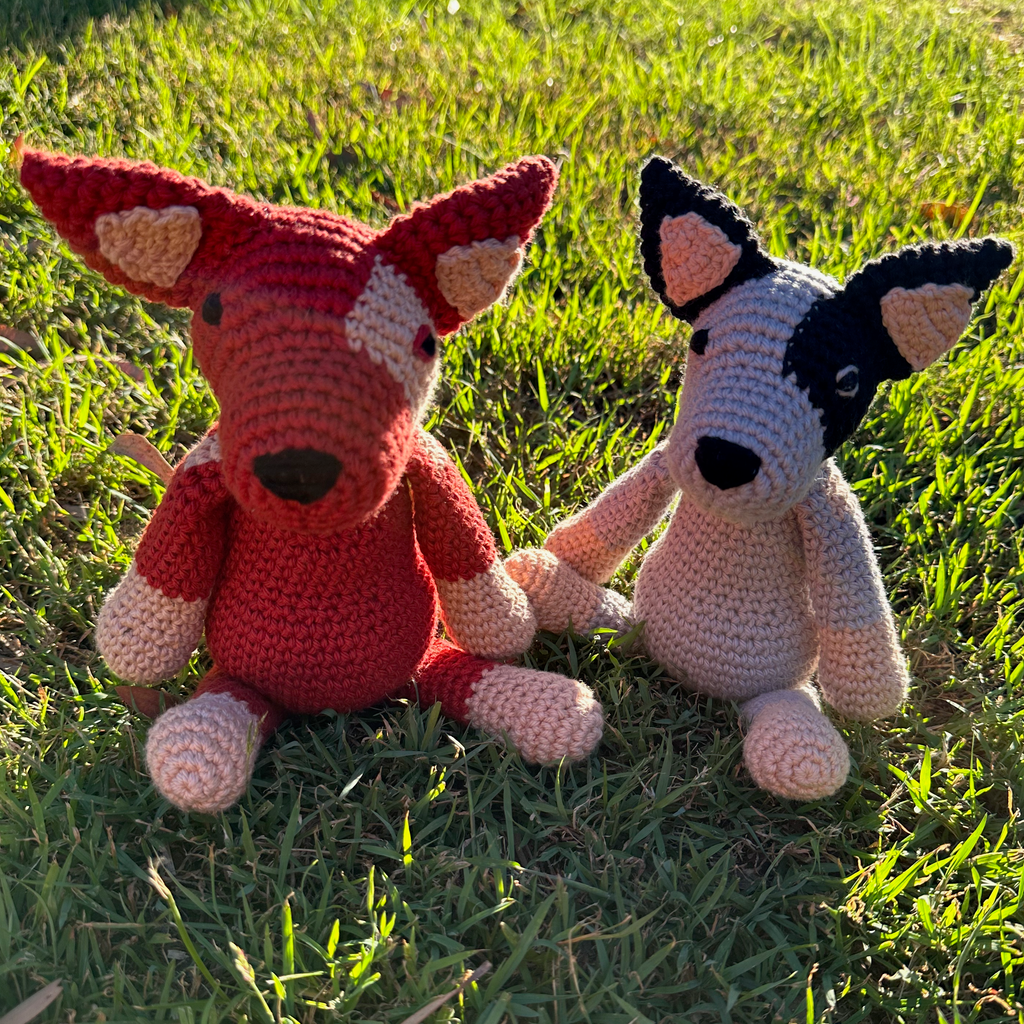 Asiki Crocheted Cattle Dog Eco Toys - Bluey, Rusty & Red