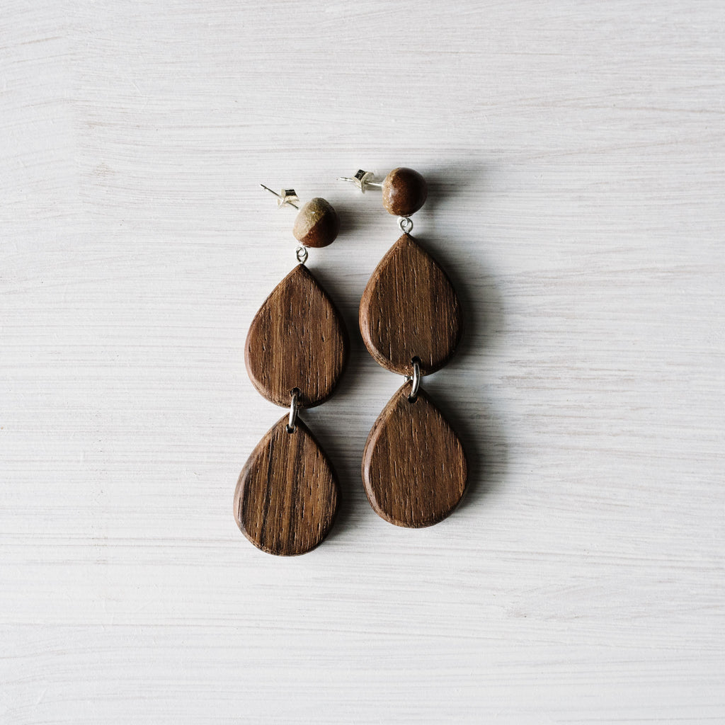 Woodfolk - Tear Drop Chandelier Earrings
