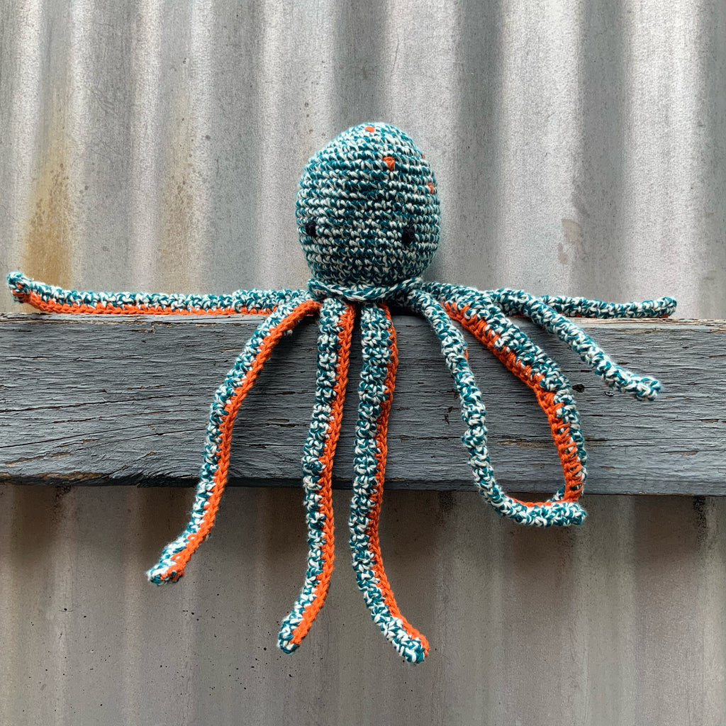 Hand made crocheted Octopus Toy from Asiki, Erskineville, Sydney, Australia