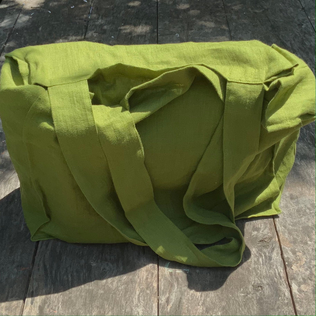 Green Linen Tote Bag from Asiki, Erskineville, Sydney, Australia