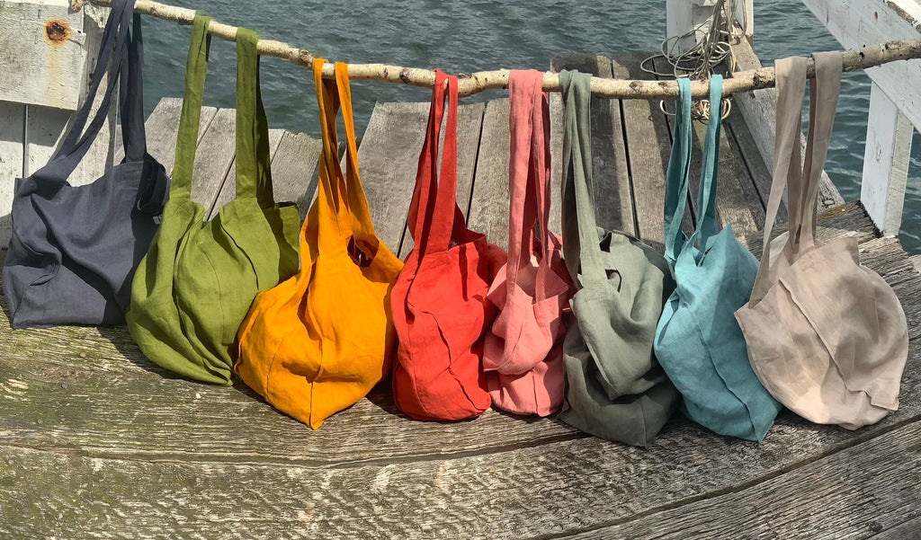 Linen Tote Bags with Pocket