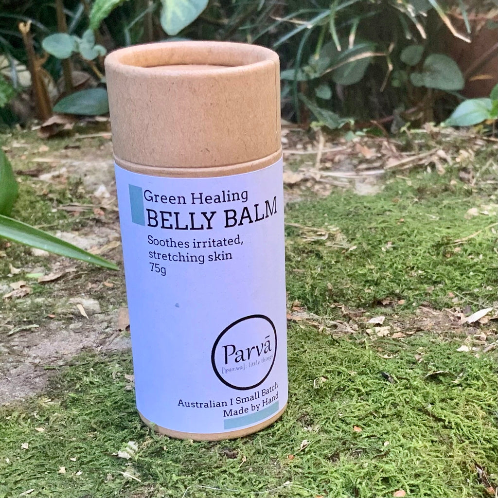 Green Healing Belly Balm by Kirsty Mootz from Parva Skincare. Available from Asiki. 