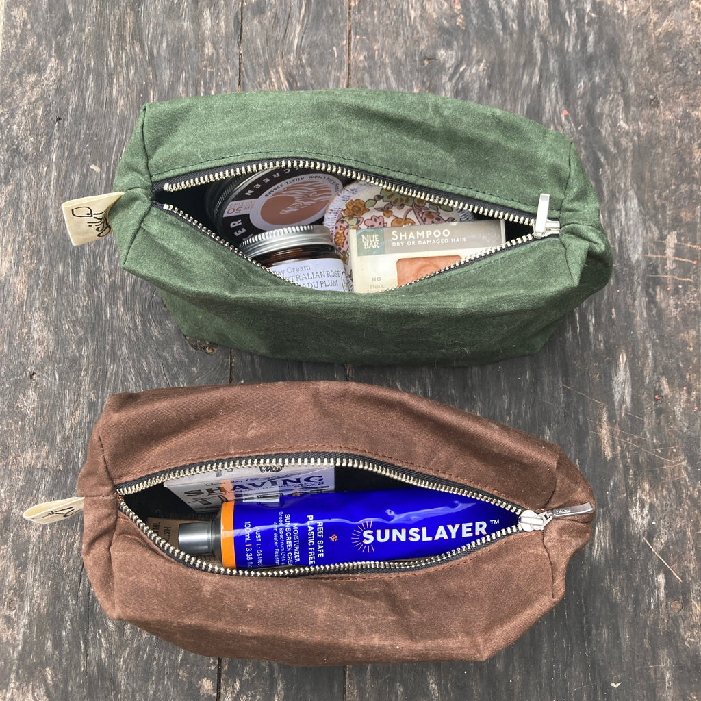 Waxed Canvas Toiletry Bags from Asiki