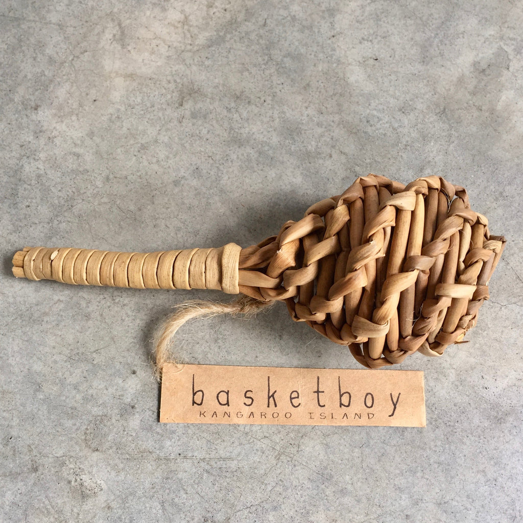 BPA free Natural woven grass cane rattle, shaker or maraca from Asiki.